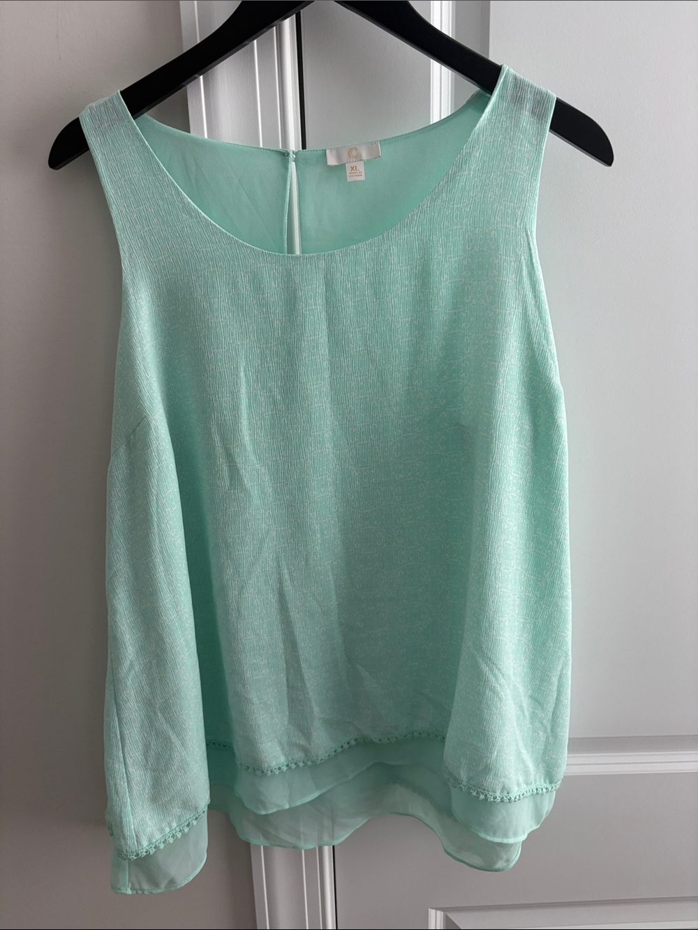 Light Mint Chiffon Layered Tank Top - Women